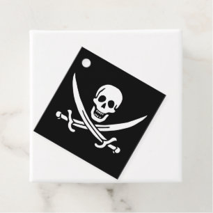 Wit, Piraat Vlag Calico Jack, Schedel & Cutlass Bedankjes Labels