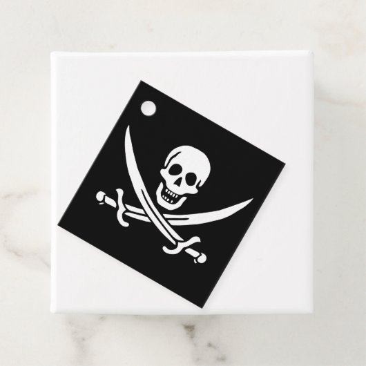 Wit, Piraat Vlag Calico Jack, Schedel & Cutlass Bedankjes Labels (In situ)