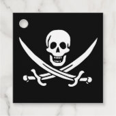 Wit, Piraat Vlag Calico Jack, Schedel & Cutlass Bedankjes Labels (Voorkant)