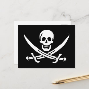 Wit, Piraat Vlag Calico Jack, Schedel & Cutlass Briefkaart