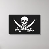 Wit, Piraat Vlag Calico Jack, Schedel & Cutlass Canvas Afdruk (Voorkant)