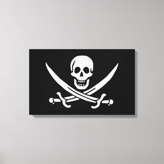 Wit, Piraat Vlag Calico Jack, Schedel & Cutlass Canvas Afdruk (Voorkant)