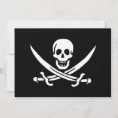 Wit, Piraat Vlag Calico Jack, Schedel & Cutlass Feestdagenkaart (Voorkant)
