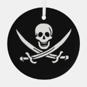 Wit, Piraat Vlag Calico Jack, Schedel & Cutlass Glas Ornament (Achterkant)