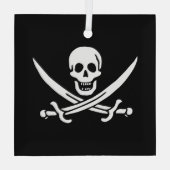 Wit, Piraat Vlag Calico Jack, Schedel & Cutlass Glas Ornament (Achterkant)