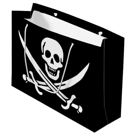 Wit, Piraat Vlag Calico Jack, Schedel & Cutlass Groot Cadeauzakje (Voorkant Gekanteld)