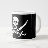 Wit, Piraat Vlag Calico Jack, Schedel & Cutlass Grote Koffiekop (Voorkant rechts)