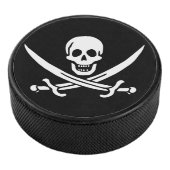 Wit, Piraat Vlag Calico Jack, Schedel & Cutlass Hockey Puck (3/4)