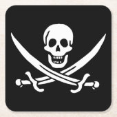 Wit, Piraat Vlag Calico Jack, Schedel & Cutlass Kartonnen Onderzetters (Voorkant)