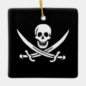 Wit, Piraat Vlag Calico Jack, Schedel & Cutlass Keramisch Ornament (Voorkant)