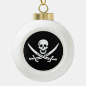 Wit, Piraat Vlag Calico Jack, Schedel & Cutlass Keramische Bal Ornament (Voorkant)