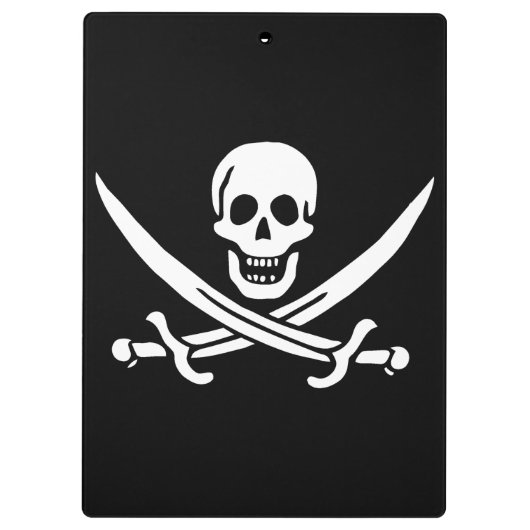 Wit, Piraat Vlag Calico Jack, Schedel & Cutlass Klembord (Achterkant)