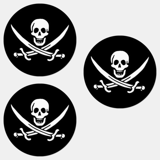 Wit, Piraat Vlag Calico Jack, Schedel & Cutlass Labels (Groep)