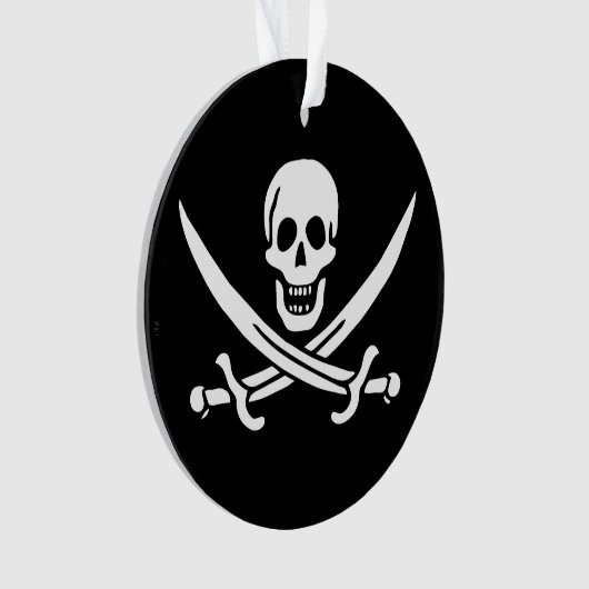 Wit, Piraat Vlag Calico Jack, Schedel & Cutlass Ornament (voorkant)