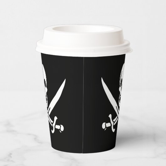 Wit, Piraat Vlag Calico Jack, Schedel & Cutlass Papieren Bekers (Rechts)