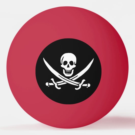 Wit, Piraat Vlag Calico Jack, Schedel & Cutlass Pingpongbal (Achterkant)
