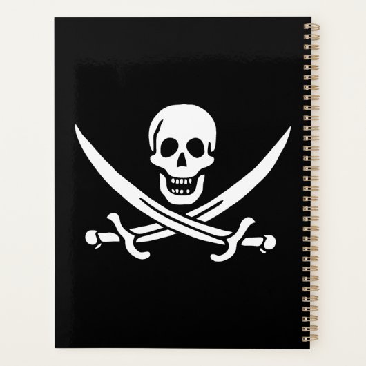 Wit, Piraat Vlag Calico Jack, Schedel & Cutlass Planner (Achterkant)