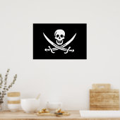 Wit, Piraat Vlag Calico Jack, Schedel & Cutlass Poster (Keuken)