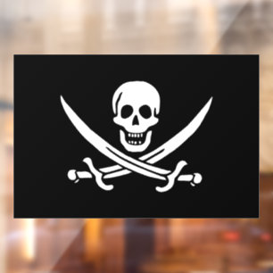 Wit, Piraat Vlag Calico Jack, Schedel & Cutlass Raamsticker