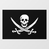Wit, Piraat Vlag Calico Jack, Schedel & Cutlass Raamsticker (Vel)