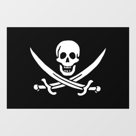 Wit, Piraat Vlag Calico Jack, Schedel & Cutlass Raamsticker (Vel)
