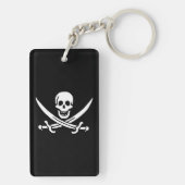 Wit, Piraat Vlag Calico Jack, Schedel & Cutlass Sleutelhanger (achterkant)