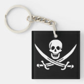 Wit, Piraat Vlag Calico Jack, Schedel & Cutlass Sleutelhanger (voorkant)