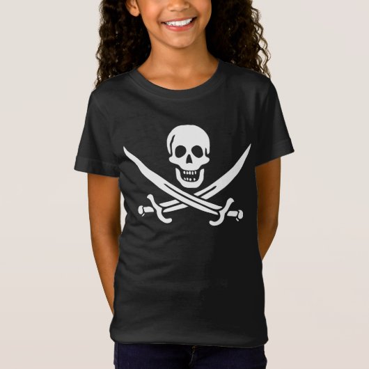 Wit, Piraat Vlag Calico Jack, Schedel & Cutlass T-shirt (Voorkant)