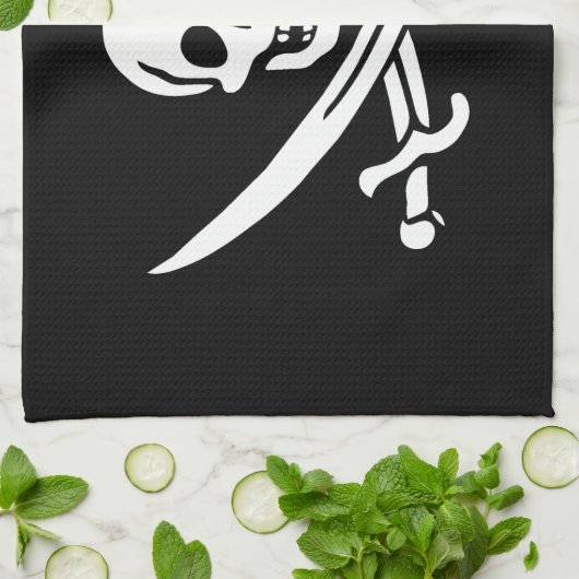 Wit, Piraat Vlag Calico Jack, Schedel & Cutlass Theedoek (Gevouwen)