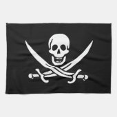 Wit, Piraat Vlag Calico Jack, Schedel & Cutlass Theedoek (Horizontaal)