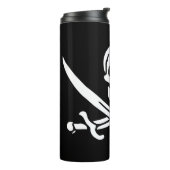 Wit, Piraat Vlag Calico Jack, Schedel & Cutlass Thermosbeker (Gedraaid links)