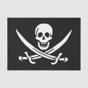 Wit, Piraat Vlag Calico Jack, Schedel & Cutlass Tissuepapier