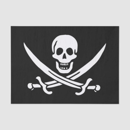 Wit, Piraat Vlag Calico Jack, Schedel & Cutlass Tissuepapier (Voorkant)