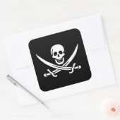 Wit, Piraat Vlag Calico Jack, Schedel & Cutlass Vierkante Sticker (Envelop)
