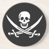 Wit, Piraat Vlag Calico Jack, Schedel & Cutlass Zandsteen Onderzetter (Voorkant)