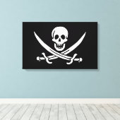 Wit, Piratenvlag Calico Jack, Schedel & Sabel Canvas Afdruk (Insitu (Houten vloer))