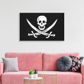 Wit, Piratenvlag Calico Jack, Schedel & Sabel Canvas Afdruk (Insitu (Woonkamer))