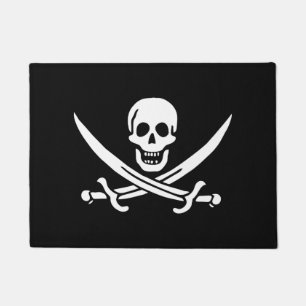 Wit, Piratenvlag Calico Jack, Schedel & Sabel Deurmat