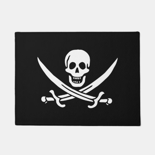 Wit, Piratenvlag Calico Jack, Schedel & Sabel Deurmat (Voorkant)