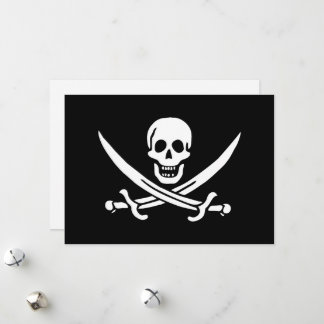 Wit, Piratenvlag Calico Jack, Schedel & Sabel Feestdagenkaart