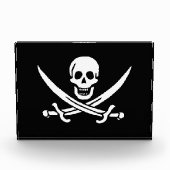 Wit, Piratenvlag Calico Jack, Schedel & Sabel Fotoblokken (Voorkant)