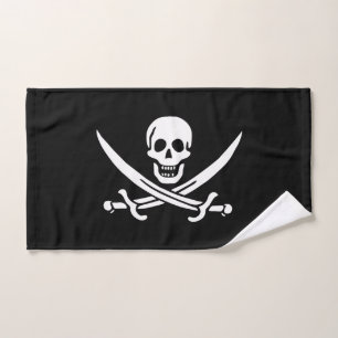 Wit, Piratenvlag Calico Jack, Schedel & Sabel Handdoek