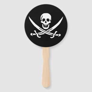 Wit, Piratenvlag Calico Jack, Schedel & Sabel Handwaaier