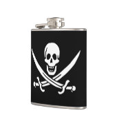 Wit, Piratenvlag Calico Jack, Schedel & Sabel Heupfles (Links)