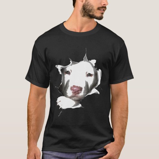 Wit Pitbull-gezicht binnenzijde T-shirt (Voorkant)