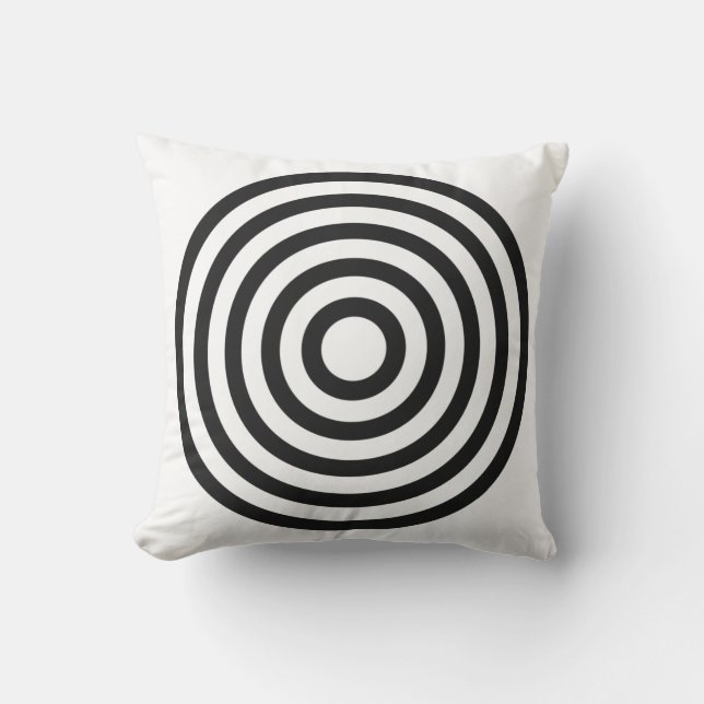 Wit & Pitch Pastel Concentrische Cirkels Ontwerp Kussen (Voorkant)