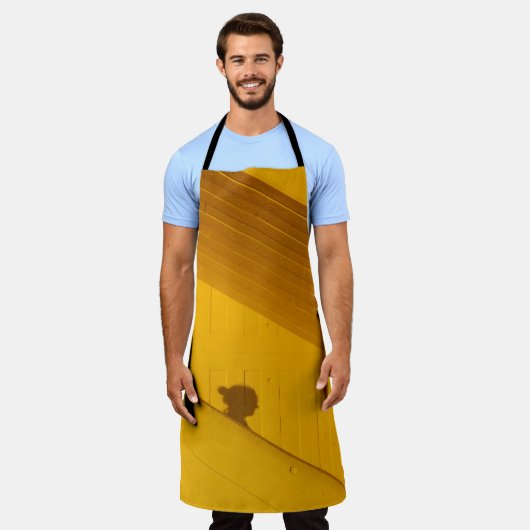 Wit plastic paneel schort (Gedragen)