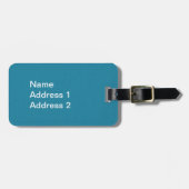 Wit pluizig konijn zittend in  Flowers Blue Bagagelabel (Voorkant horizontaal)