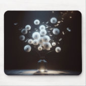 Wit pluizig paardenbloem boeket muismat (Voorkant)