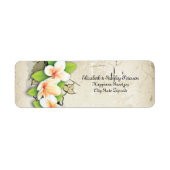  wit plumeria & ivy beige bruiloft label (Voorkant)